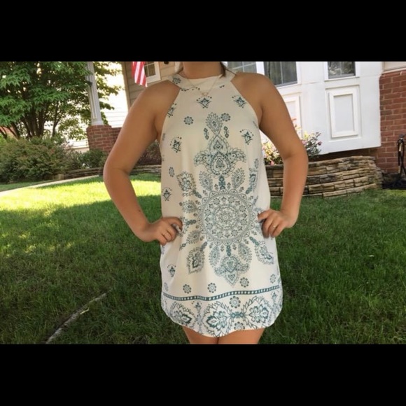 Lulus teal and white homecoming dress - Picture 1 of 4
